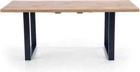 Masa extensibila VENOM, stejar wotan/negru, PAL/otel, 160-210x90x74 cm