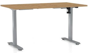 Masă înălțime reglabilă OfficeTech A, 120 x 80 cm, picioare gri, stejar piatra
