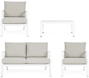 Set mobilier de grădină alb din aluminiu pentru 4 persoane Harley – Bizzotto
