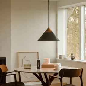 Lustra, Pendul Design Nordic Minimalist, Lemn, Metal, Kinto negru