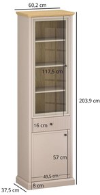 Vitrină Indices 1 (taupe + stejar pietros). 1116863