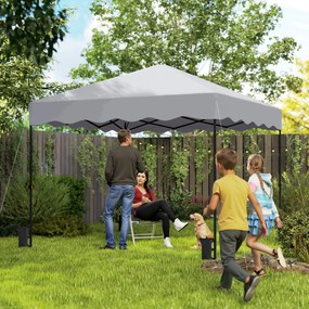 Outsunny 3 x 3 m pavilion pop-up, cort de grădină cu înălțime reglabilă, cu geantă cu role, pentru grădină, terasă, metal, material textil, Gri deschis | Aosom Romania