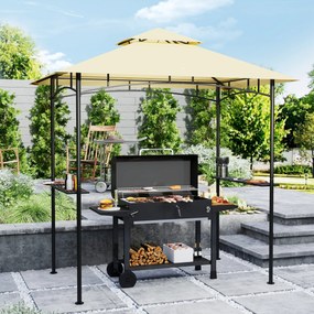 Outsunny Grillpavillon cu LED 240 x 150 x 258 cm rezistent la apă, ignifug, Pavilion de grădină cu acoperiș dublu | Aosom Romania