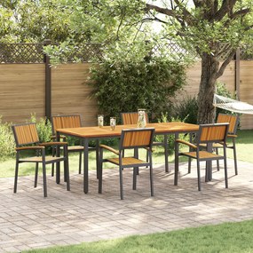vidaXL Set de dining pentru grădină din 7 piese, lemn solid de acacia și metal