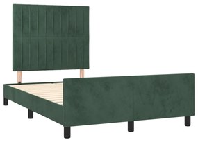 3270593 vidaXL Cadru de pat cu tăblie, verde închis, 120x190 cm, catifea