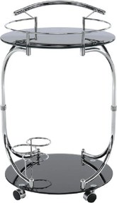 Carucior servire VESNA, crom/negru, sticla/metal, 52x45x74 cm
