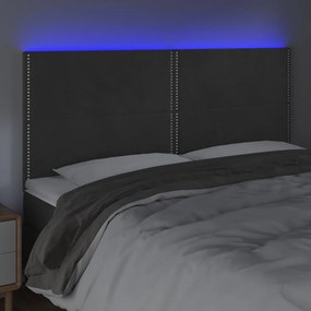 Tablie de pat cu LED, gri inchis, 180x5x118 128 cm, catifea 1, Morke gra, 180 x 5 x 118 128 cm