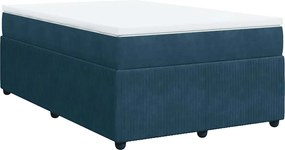vidaXL Pat box spring cu saltea, albastru închis, 120x200 cm, catifea