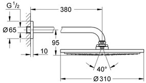 Palarie si brat de dus Grohe Rainshower Cosmopolitan 310 auriu periat Cool Sunrise 1 functie