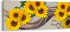Tablou - Flori strălucitoare de floare soarelui (120x50 cm)