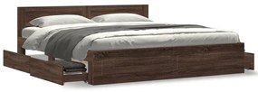 3295540 vidaXL Cadru de pat cu tăblie stejar maro 200x200 cm lemn prelucrat