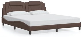 3208112 vidaXL Cadru de pat cu tăblie, maro, 180x200 cm, piele ecologică