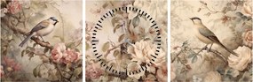 Tablou - Vintage pictura pasăre (cu ceas) (90x30 cm)