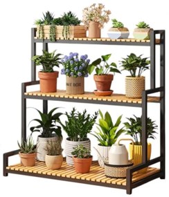 Suport metalic pentru plante 3 etaje raft pentru flori în stil loft 95 cm