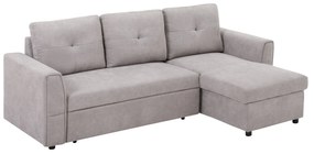 HOMCOM Canapea extensibilă de 3 locuri cu funcție de pat, canapea extensibilă cu șezlong, tapitată, Gri | Aosom Romania