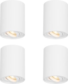 Set de 4 spoturi moderne de plafon albe, rotative și înclinabile - Rondoo Up