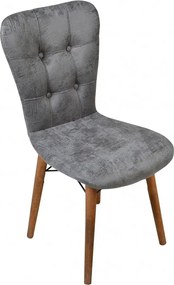 Set masa extensibila cu 6 scaune tapitate Homs nuc-gri 170 x 80 cm