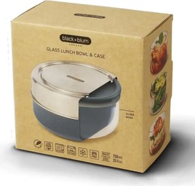 Cutie pentru pranz cupa din sticla Black+Blum GR-LB-L015, 0,75 L, Fara BPA, Gri inchis