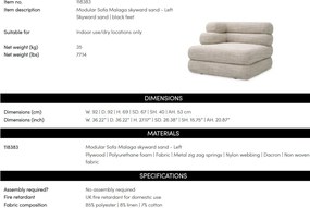 Modul stanga pentru canapeaua design LUX Malaga