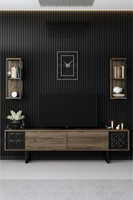 Măsuță TV cu rafturi Line Walnut and Black