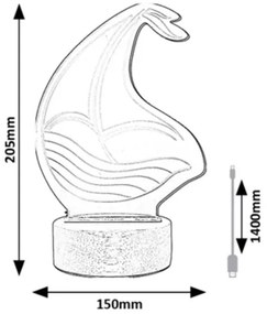 Veioză LED de masă pentru copii AKALI LED/2W/5V 3000K fag barcă Rabalux 76001
