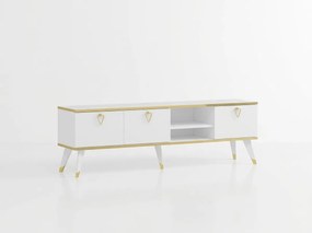 OFERTA Comoda TV CAROL 160 cm, alb/auree II. calitate