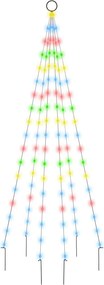 vidaXL Brad de Crăciun pe catarg, 108 LED-uri, multicolor, 180 cm