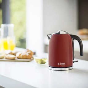 Cana electrica Russell Hobbs Colours Plus Flame Red 20412-70, 2400 W, 1,7 l, Fierbere rapida, Element de incalzire ascuns, Baza rotativa la 360°, Indicator, Rosu