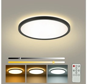 Brilagi - Corp de iluminat LED reglabil ULTRA SLIM, 18W, 230V, diametru 30 cm, negru + telecomandă