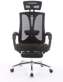 Scaun ergonomic, reglabil, tetiera, spătar Mesh, Negru,
