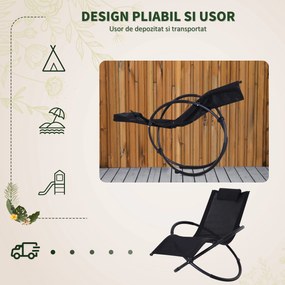 Outsunny Scaun Balansoar Modern pentru Exterior, Material Textilen Durabil, Design Ergonomic, Negru, 154x80x84cm | Aosom Romania