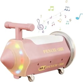 Masinuta cu Functie de Trotineta Fara Pedale Pentru Copii NOVOKIDS™ My First Pencil Car, Cu Melodii si lumini, Maxim 25 Kg, Roti cu rotire 360 grade,