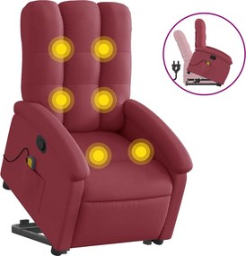 vidaXL Fotoliu rabatabil de masaj cu ridicare, roșu vin, textil