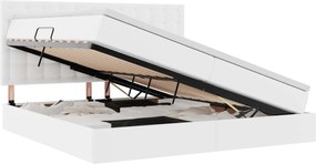 vidaXL Pat cu saltea și LED Alb pur 200 x 200 cm Piele artificială