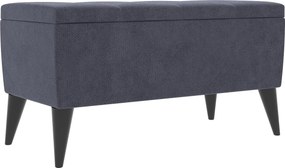 Bancheta Tapitata Mera, cu spatiu depozitare, Bleumarin, Stofa, 80 x 37 x 42 cm