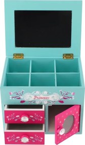 Cutie pentru bijuterii PRINCESS cu oglindă, roz/albastră