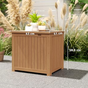 Outsunny Bancă de Exterior 130L, Capac, Cutie Lemn cu Balamale și Curea | Aosom Romania