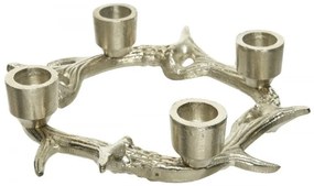 Suport pentru lumanari Antler, Decoris, 21x19x4.5 cm, aluminiu, argintiu rustic