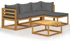 vidaXL Set mobilier grădină cu perne, 5 piese, lemn masiv acacia