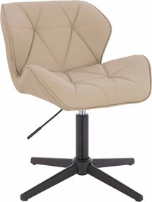 HR111CROSS Scaun Crem Piele Ecologica Premium Soft cu Bază Neagră