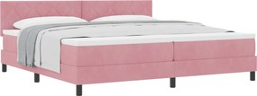 vidaXL Pat cu arcuri cu saltea cu headboard Roz 200 x 200 cm Catifea