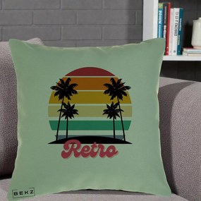 Perna Decorativa Retro Sunset Palmieri, 40x40 cm, Verde, Husa Detasabila, Perna Inclusa, BEKZ®
