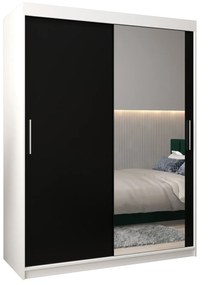 Dulap de haine 150 cm Toki 2 (alb mat + negru mat). 1064986