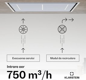Klarstein Hota LuxeAir, 90 cm, WLAN + Bluetooth, LED, 751 m³/h, extracție/recirculare, CEE: A