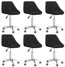 vidaXL Scaune de bucătărie pivotante, 6 buc., negru, piele ecologică