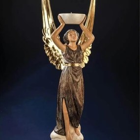 Statueta lemn "Inger" cu suport lumanare, 36cm