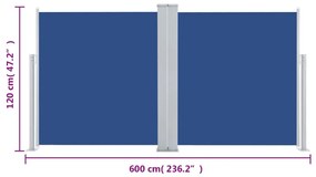 Copertina laterala retractabila, albastru, 120 x 600 cm Albastru, 120 x 600 cm
