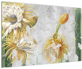 Tablou - Cactuși înfloriți, vintage (90x60 cm)