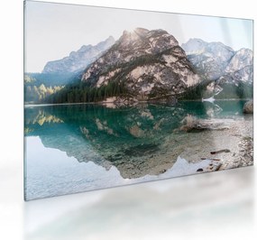 Tablou pe sticlă cu lac montan (70x50 cm)