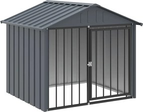 vidaXL Cușcă câine cu acoperiș, negru, 117x103x102 cm, oțel galvanizat